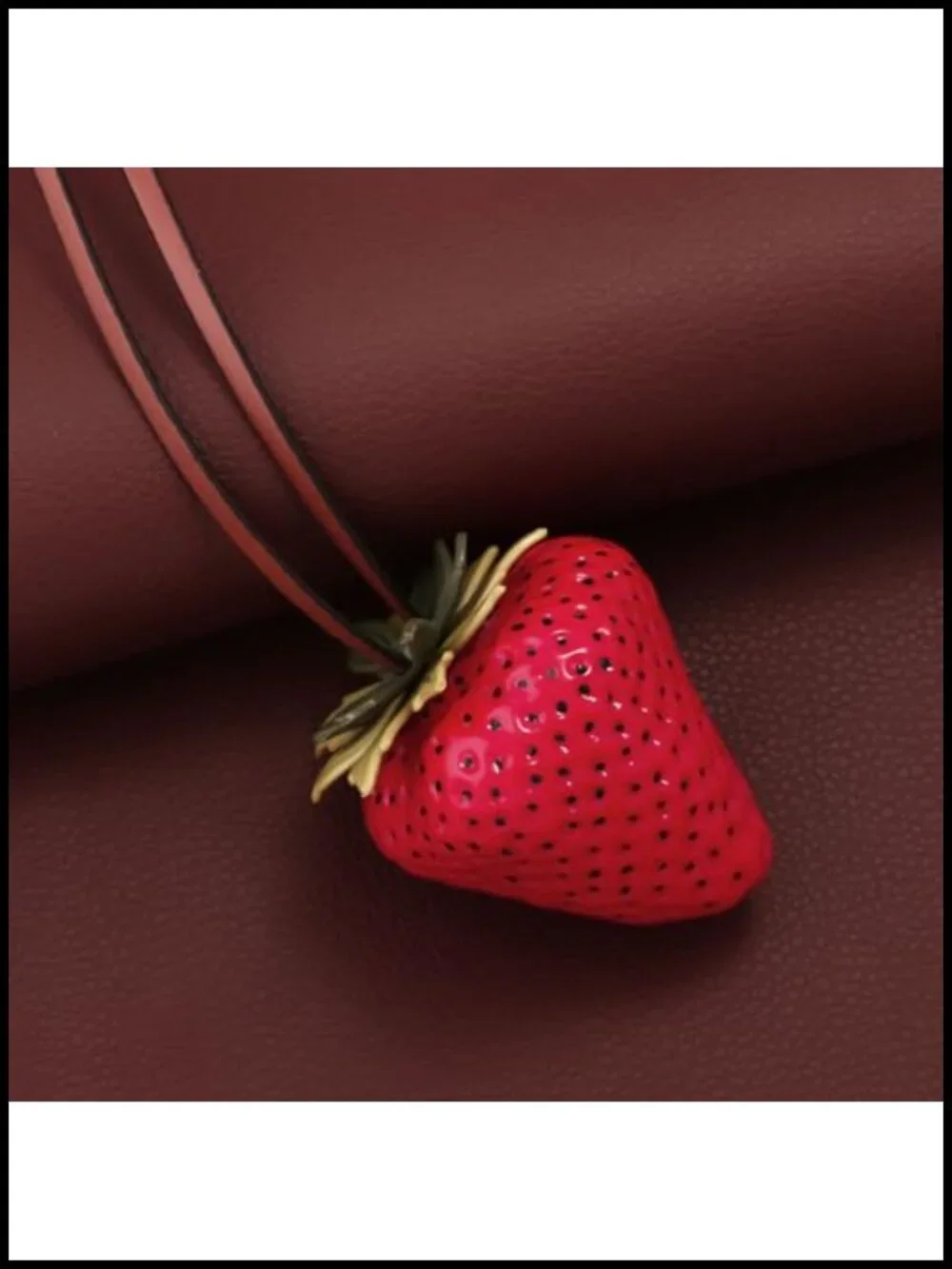 3D Strawberry Bag Charm Keychain, Resin Purse Accessory, Cute Fruit Decor for